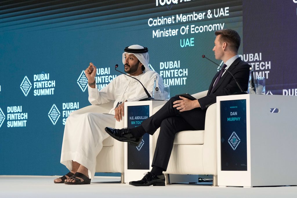 UAE Minister of Economy H.E. Abdullah Bin Touq Al Marri was one of the speakers at the Dubai Fintech Summit