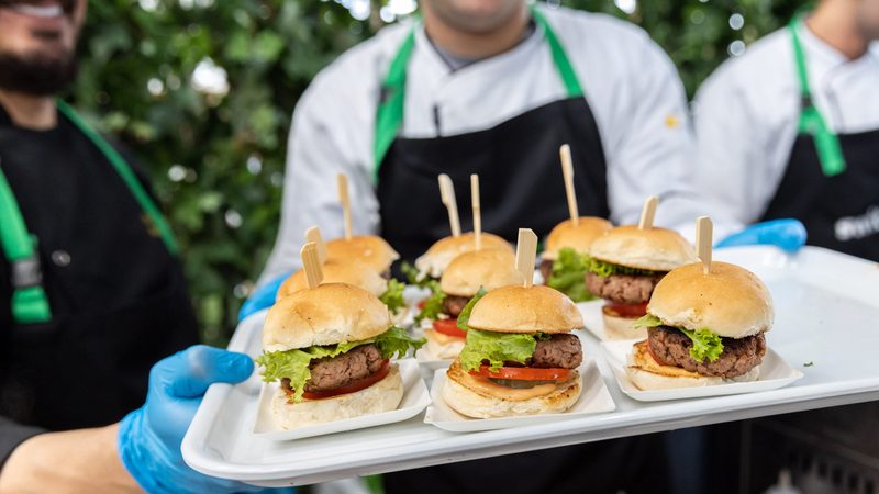 Food being served at the factory opening of UAE plant-based meat company Switch