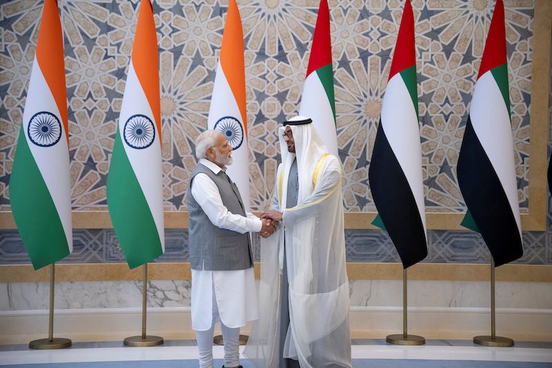 UAE President Sheikh Mohamed bin Zayed Al Nahyan and Indian Prime Minister Narendra Modi met at Abu Dhabi in July