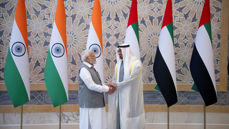 UAE President Sheikh Mohamed bin Zayed Al Nahyan and Indian Prime Minister Narendra Modi met at Abu Dhabi in July