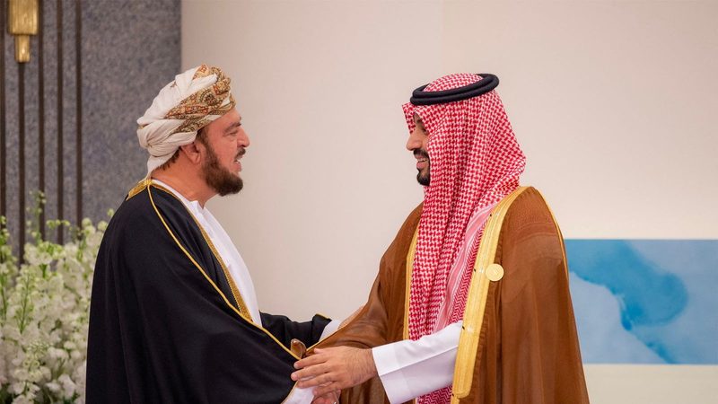 Saudi Crown Prince Mohammed bin Salman with Oman's deputy prime minister Assad bin Tariq Al Said. The two countries plan to increase investment and cooperation