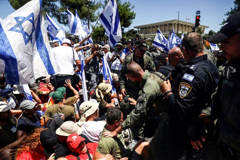 A demonstration in Jerusalem against Israeli prime minister Benjamin Netanyahu's judicial reforms
