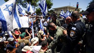 A demonstration in Jerusalem against Israeli prime minister Benjamin Netanyahu's judicial reforms