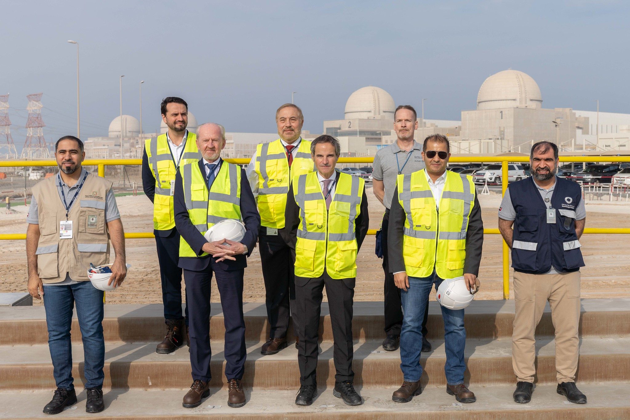 Director general of the International Atomic Energy Agency Rafael Grossi (front row, centre) visited the Barakah Nuclear Energy Plant in 2021