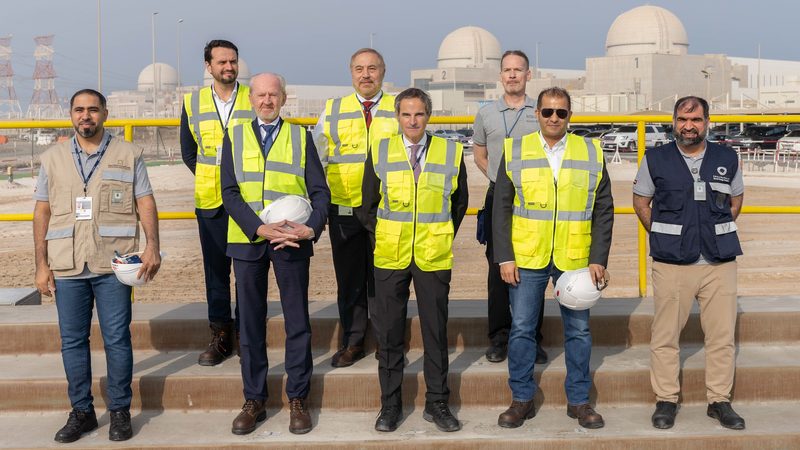 Director general of the International Atomic Energy Agency Rafael Grossi (front row, centre) visited the Barakah Nuclear Energy Plant in 2021