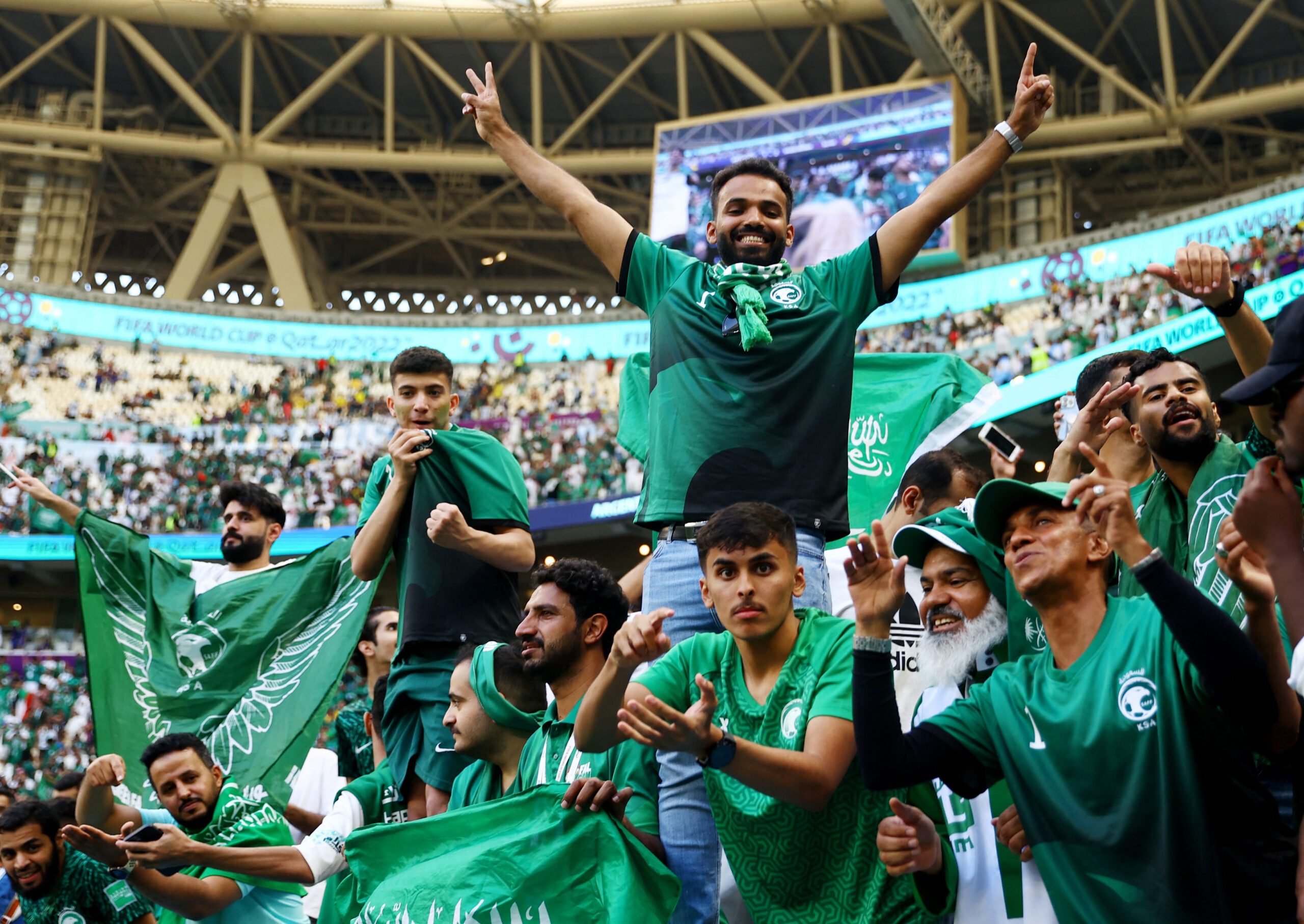 Saudi fans at the 2022 World Cup. Tourism in Qatar has surged compared to last year