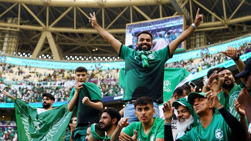 Saudi fans at the 2022 World Cup. Tourism in Qatar has surged compared to last year