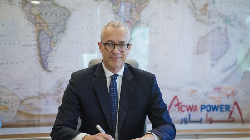 Acwa Power CEO Marco Arcelli says it is the 'only company in the world that is a leader' in renewables, desalination and green hydrogen