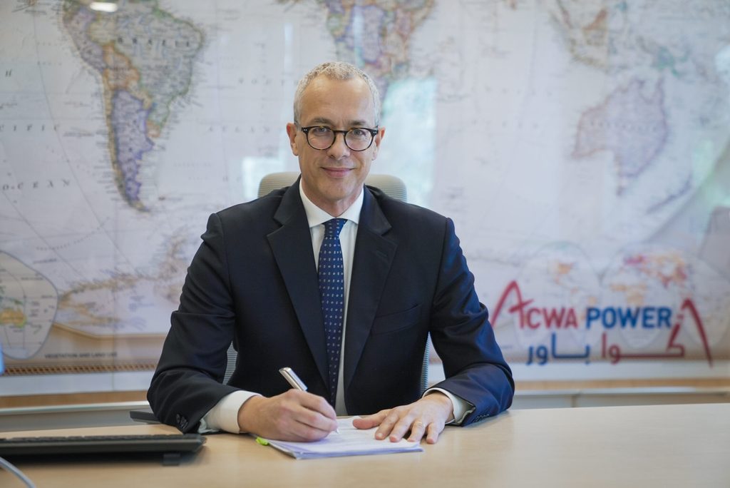 Acwa Power CEO Marco Arcelli says it is the 'only company in the world that is a leader' in renewables, desalination and green hydrogen