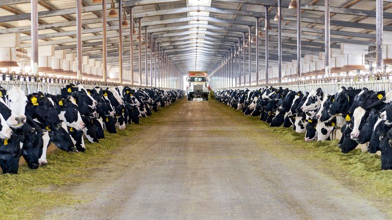 A Nadec cowshed. Its 92,000 cows produce 150,000 tons of bio-waste every year