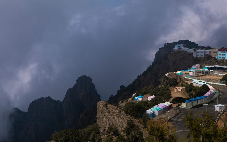 Mountainous village in the fog, Aseer province
