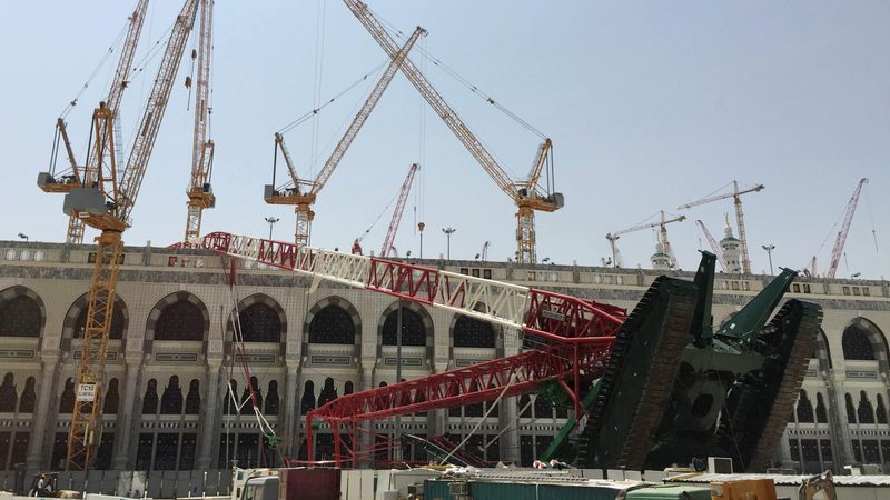 A crane that collapsed into the Grand Mosque in Mecca
