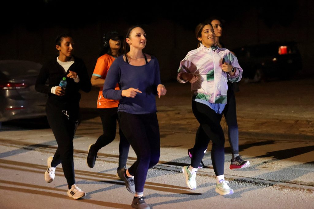 Women jog in a public park in Riyadh. Increasing the Saudi population's fitness is one of the Vision 2030 goals
