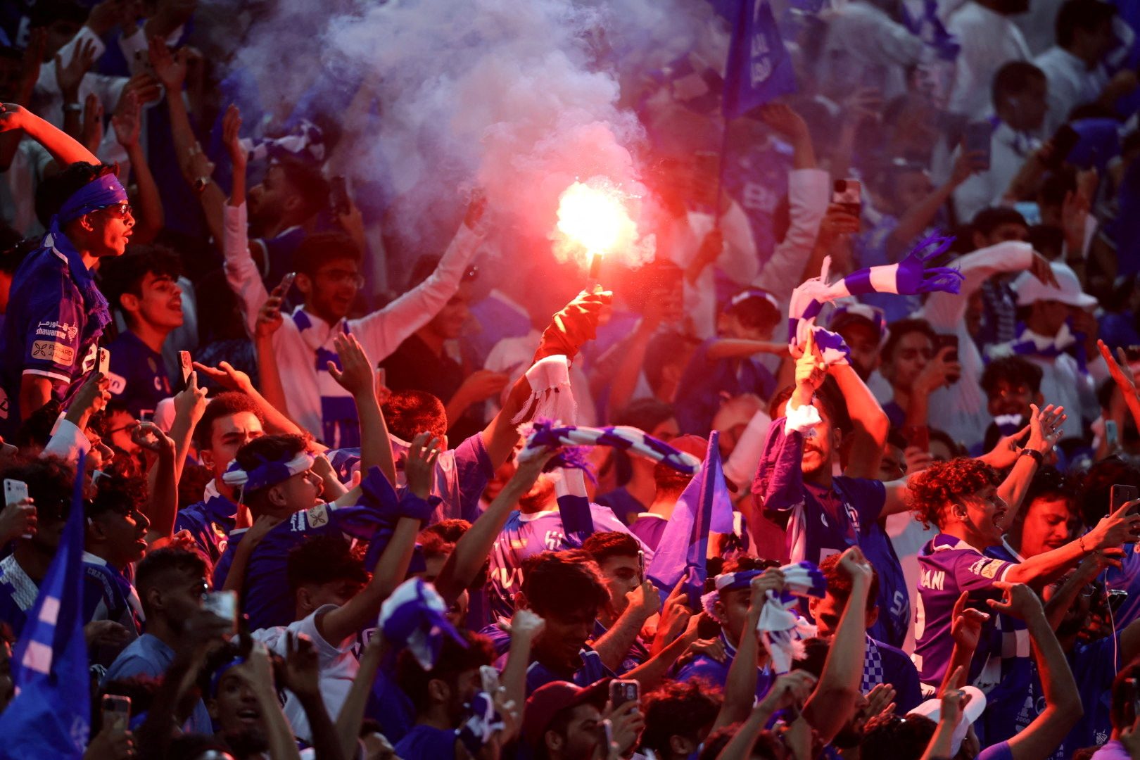 Al Hilal fans at the Arab Club Champions Cup Final against Al Nassr in August at the King Fahd Stadium