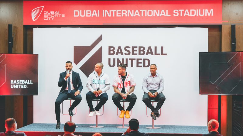 Baseball United CEO Kash Shaikh (left) launches Dubai Wolves and Abu Dhabi Falcons, the first professional baseball franchises in the Gulf