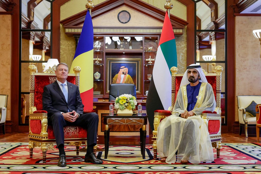Romanian president Klaus Iohannis meets Sheikh Mohammed bin Rashid Al Maktoum in Dubai