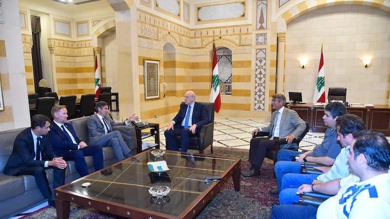 Lebanon’s caretaker energy minister Walid Fayad meeting TotalEnergies executives in Beirut