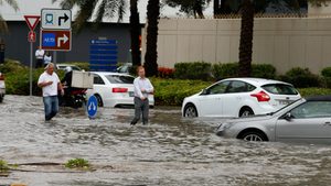 Flooded street in Dubai