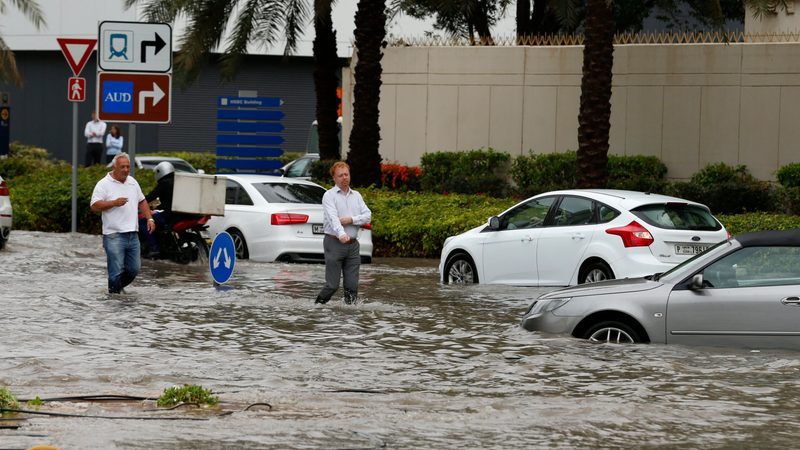 Flooded street in Dubai