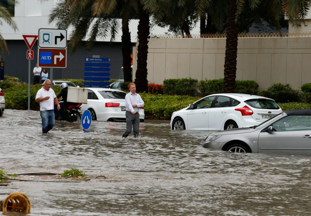 Flooded street in Dubai