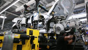 Workers at the Lucid Motors plant in Arizona. PIF is Lucid's main investor and the company is building its first factory outside the US in Jeddah