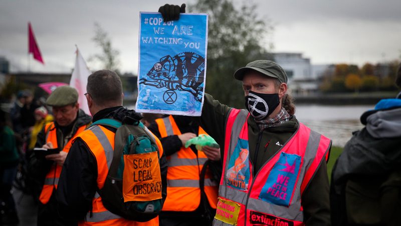 UK climate change protestors at Cop26 in Glasgow