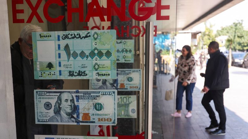 A currency exchange in Sidon, Lebanon. The country is replacing its old currency exchange platform with a new one run through Bloomberg