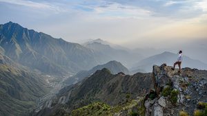 Mountains in Saudi Arabia's Aseer province. The region is served by Abha airport