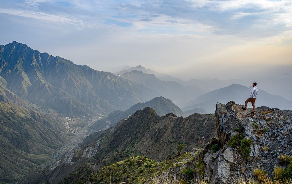 Mountains in Saudi Arabia's Aseer province. The region is served by Abha airport