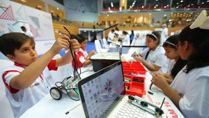 Children at the World Robot Olympiad in the UAE, which is heavily investing in education to prepare young people for AI