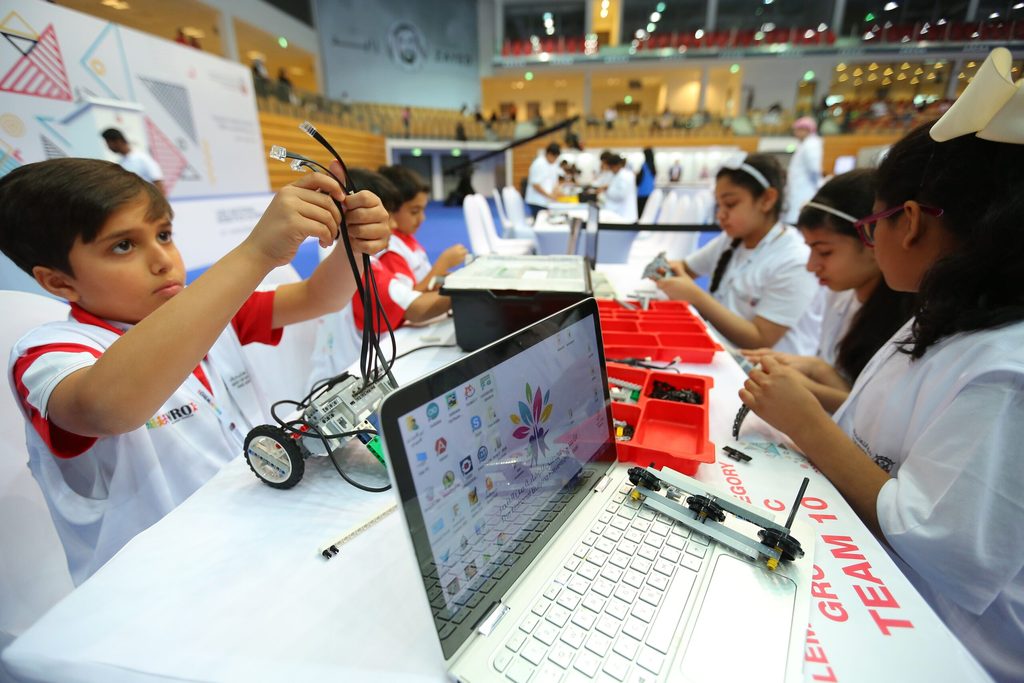 Children at the World Robot Olympiad in the UAE, which is heavily investing in education to prepare young people for AI