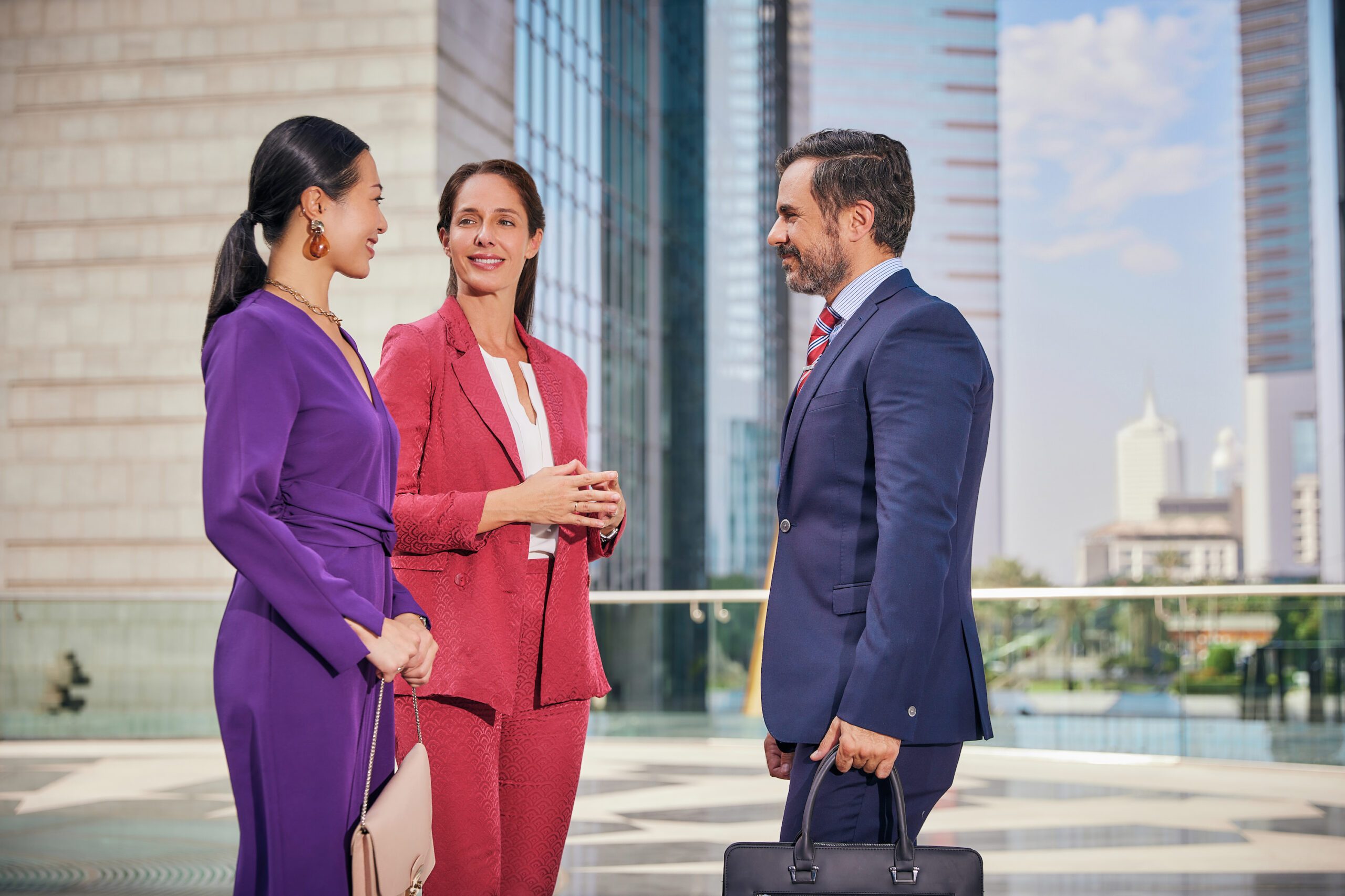 Business people at DIFC. It operates the Gulf's first mandatory workplace savings scheme