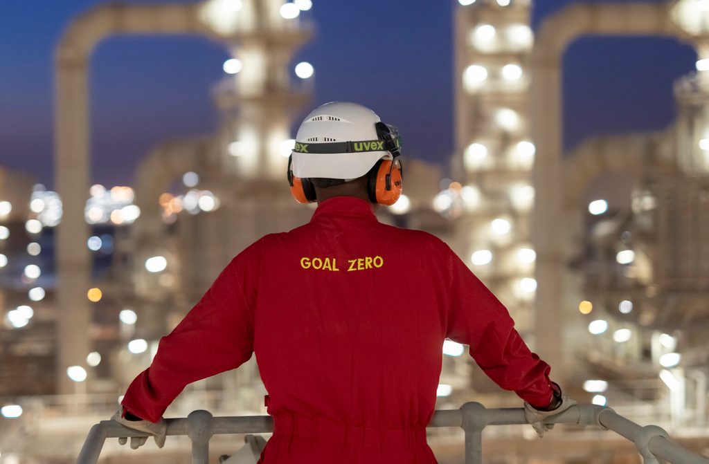 A worker at Shell's Pearl GTL facility in Doha, Qatar. The country has yet to set a net zero target