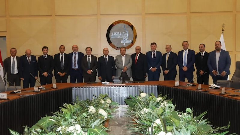 Executives of Orascom and Thales and officials of Egyptian National Railways at the contract signing ceremony
