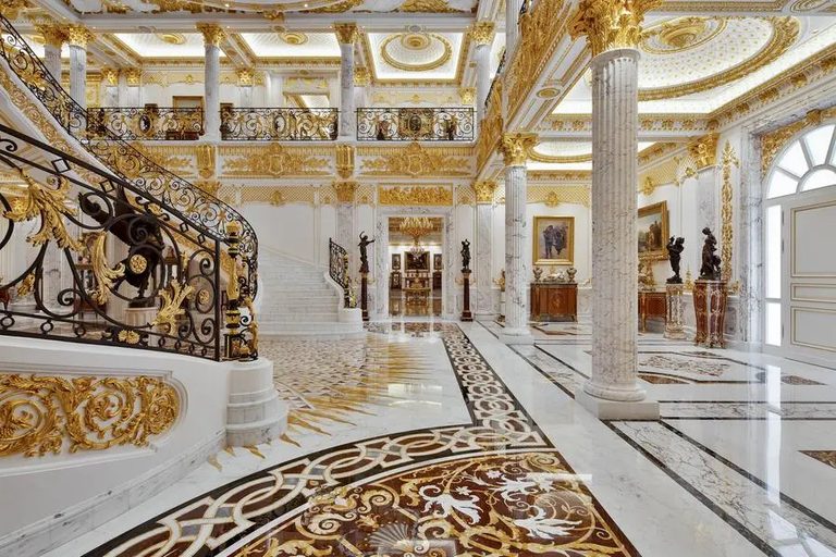 Interior of the "Marble Palace" in Emirates Hill – another ultra-luxe district popular with Russians. The mansion is reportedly valued at $204m