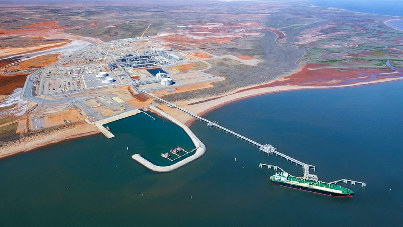 Chevron's Wheatstone LNG terminal in Western Australia. Workers have walked off the job in a dispute over pay and other issues