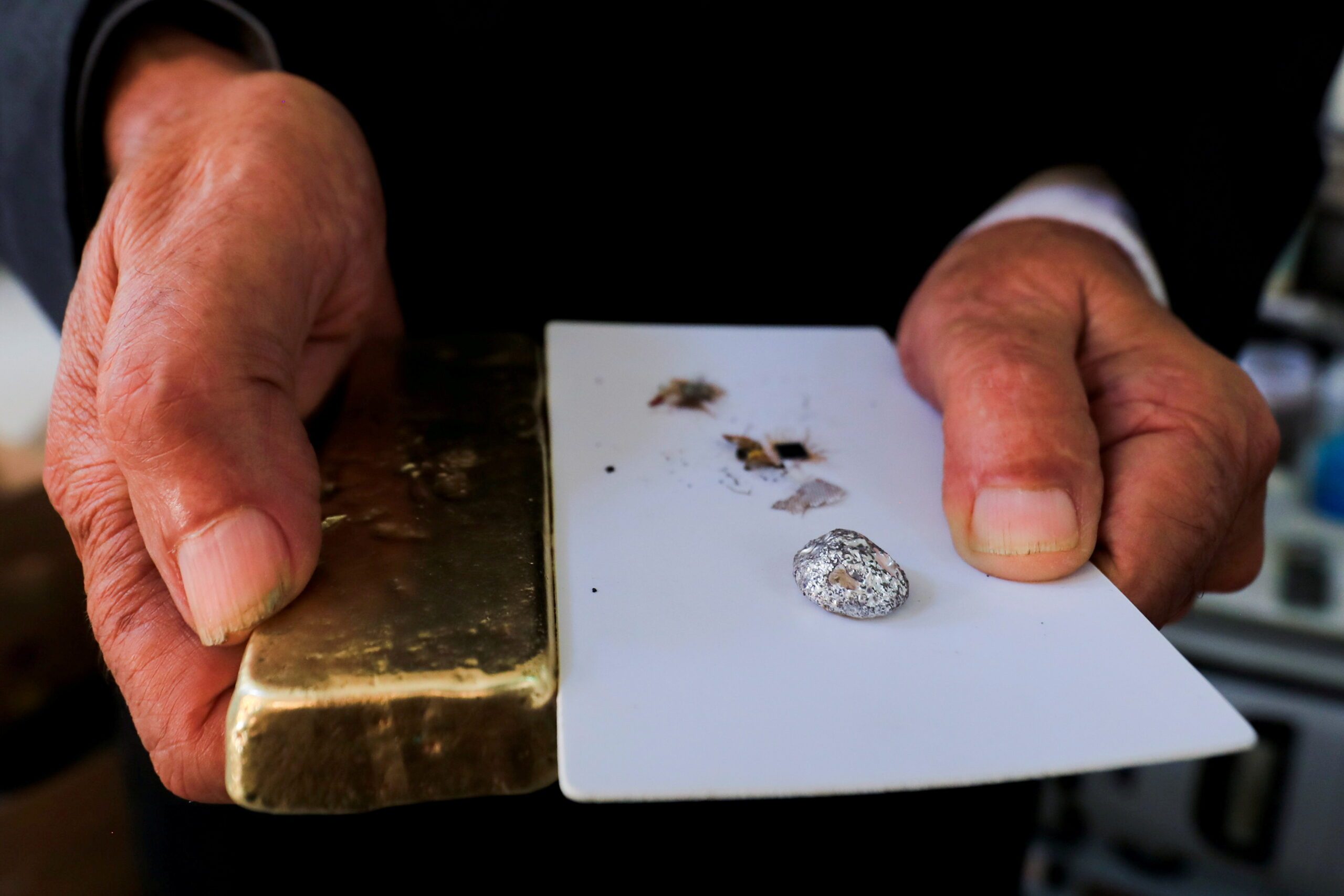 Gold and silver recycled from electronic waste. Consumers are showing increasing interest in the sustainability of companies' products