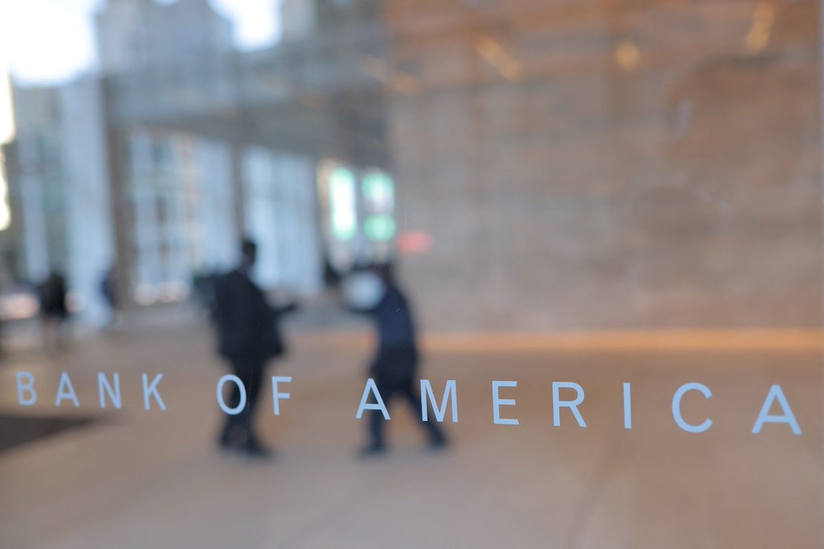 Signage at Bank of America Tower in Manhattan. It topped the GlobalData list