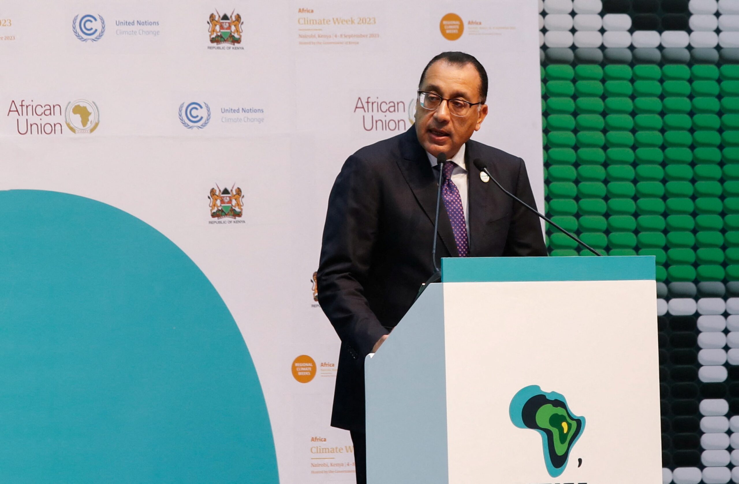 PM Mostafa Madbouly, seen at the Africa Climate Summit 2023, hopes to raise $40bn from private investors