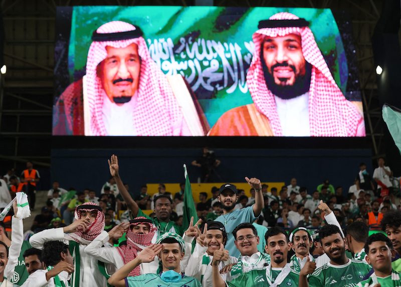 Fans at the Al Nassr vs Al Ahli Pro League match in Saudi Arabia. The kingdom was expected to bid for the 2030 Fifa World Cup but has switched its focus to 2034