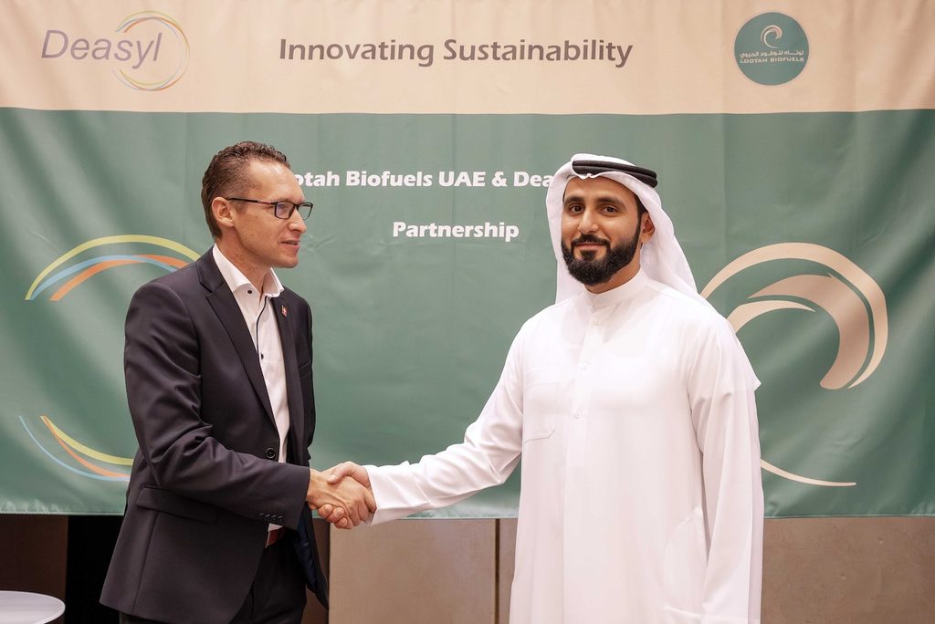 UAE Swiss trade Julien Thiel, CEO of Deasyl (left) and Yousif bin Saeed Lootah, CEO of Lootah Biofuels Lootah Biofuels enters into a partnership with the Swiss Deasyl during ADIPEC