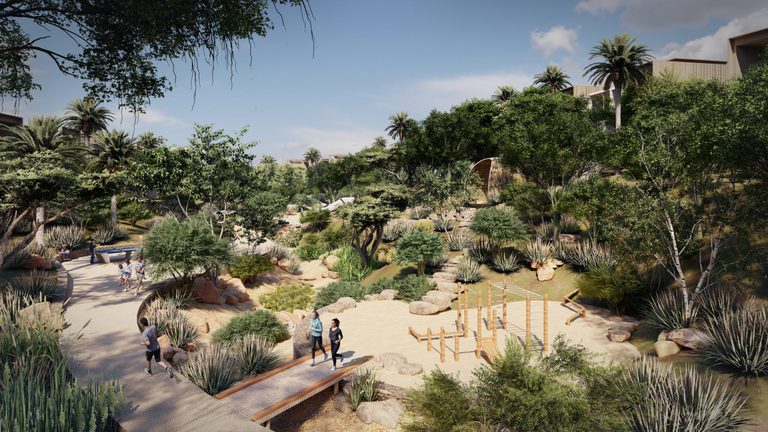 Expo City will have 45,000 sq m of parks and gardens, along with running tracks and playgrounds