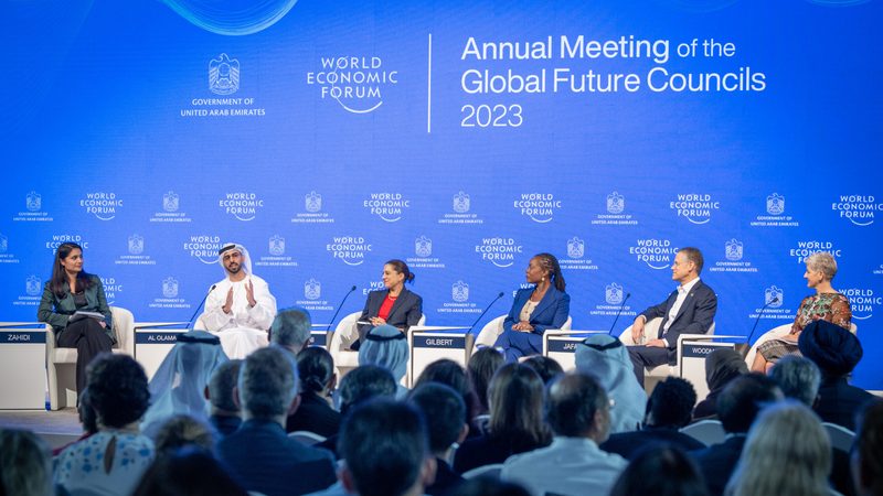 UAE Minister of State for AI Omar Sultan Al Olama speaks at the Global Future Councils event in Dubai