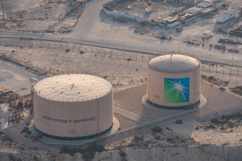 Aramco's storage facility. Oil revenue reached SAR505.4bn in the first nine months of 2023, falling 24 percent year on year