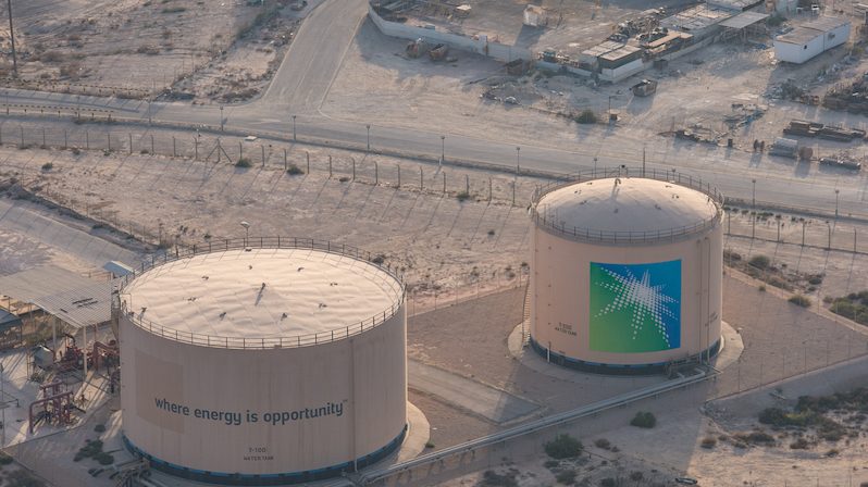 Aramco's storage facility. Oil revenue reached SAR505.4bn in the first nine months of 2023, falling 24 percent year on year