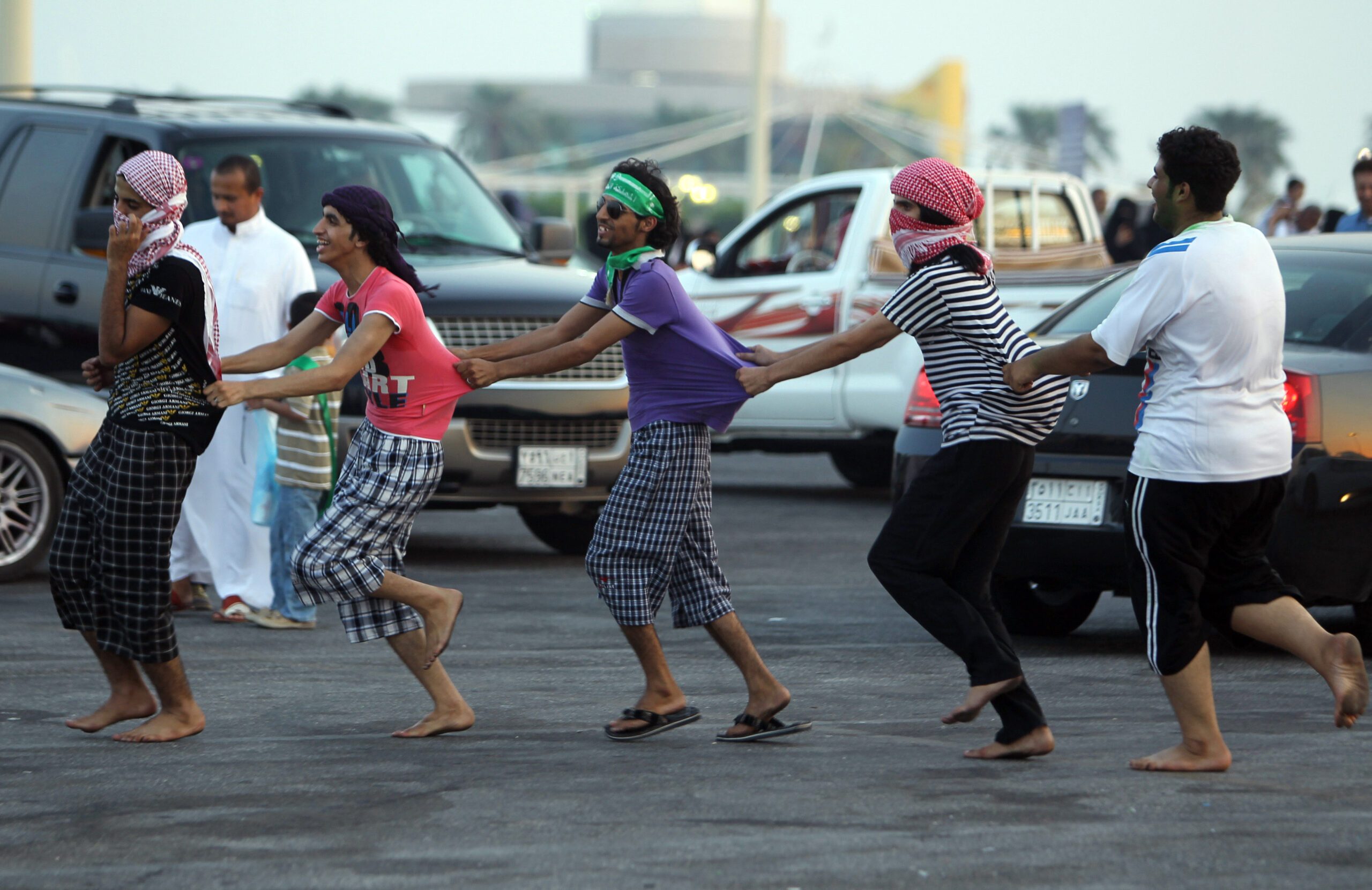 Saudi youth celebrate the country's National Day.