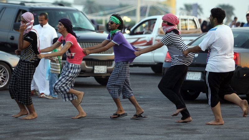 Saudi youth celebrate the country's National Day.