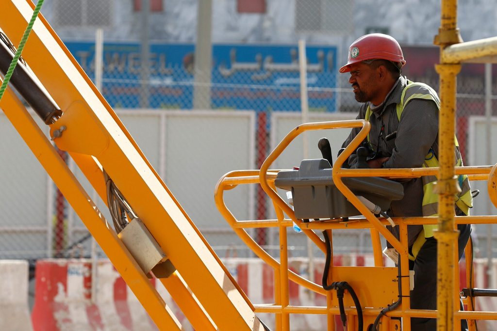 Worker on a Riyadh building site. Contractors expect strong growth in Saudi residential, commercial and infrastructure projects over the next year