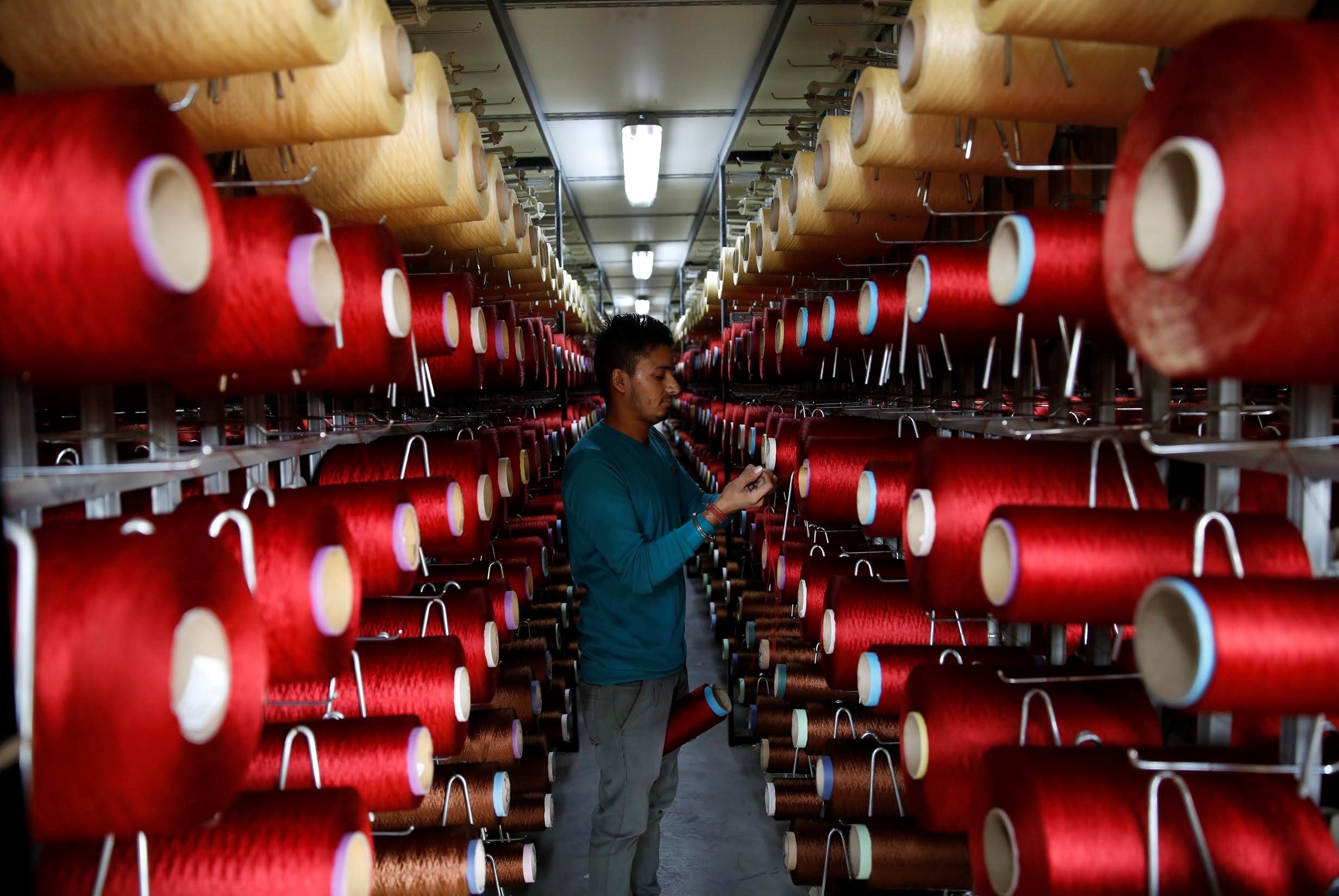 An employee at a factory in Jordan.