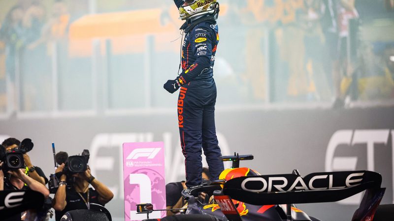 Max Verstappen celebrates victory at the 2022 Abu Dhabi Grand Prix